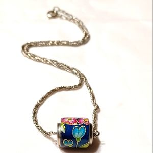 VINTAGE HAND PAINTED PORCELAIN CHARM NECKLACE